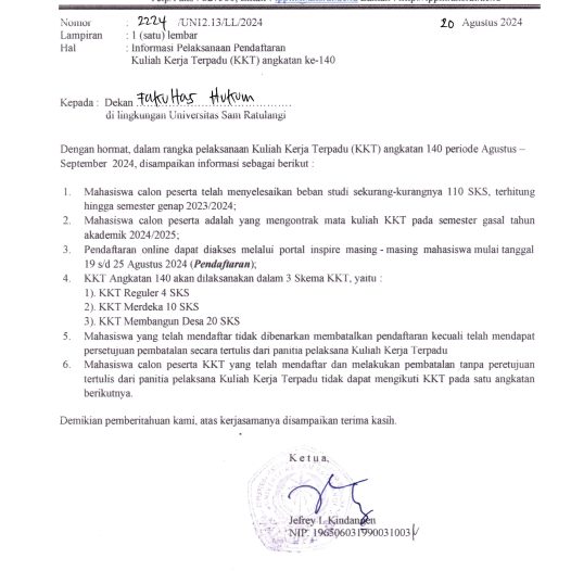 Informasi Pelaksanaan Pendaftaran Kuliah Kerja Terpadu (KKT) angkatan ke – 140