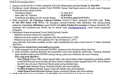 Pemberitahuan Perpanjangan Pendaftaran Wisuda Unsrat Periode VI Tahun Akademik 2023/2024